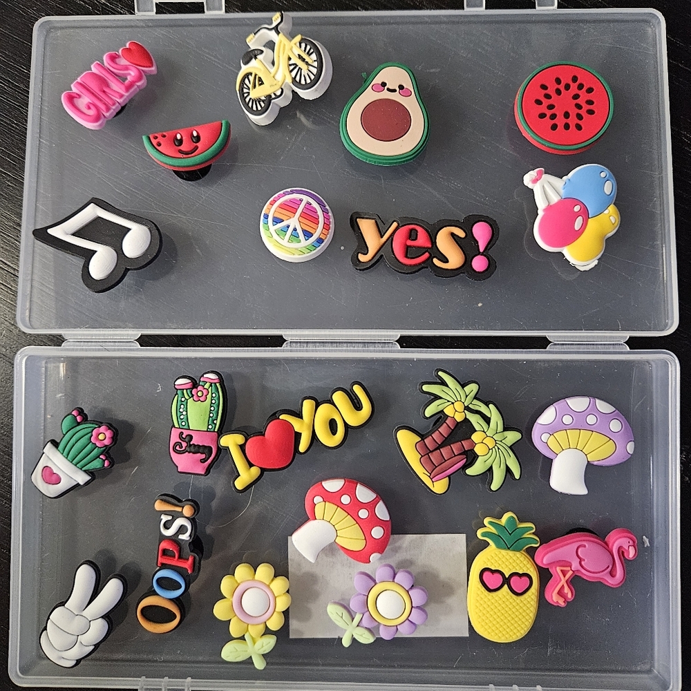 Croc Charms - Mushroom, Flowers, Watermelon, More! Croc Charms Lot of 21